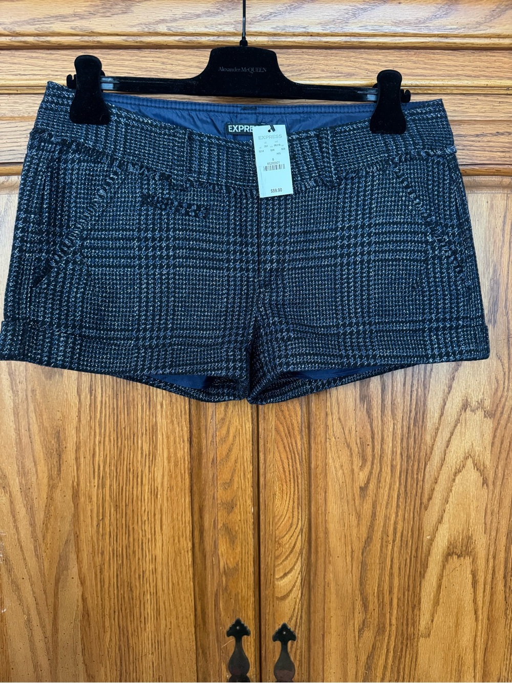 Express Black and Gray Plaid Bermuda Shorts
